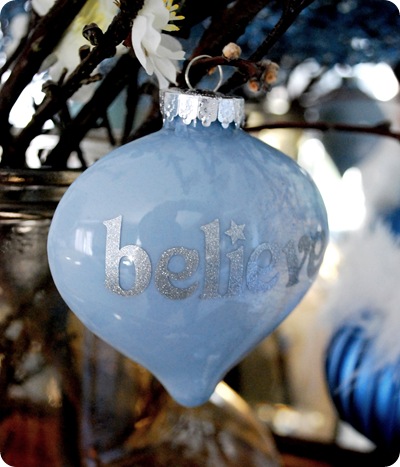 blue believe ornament