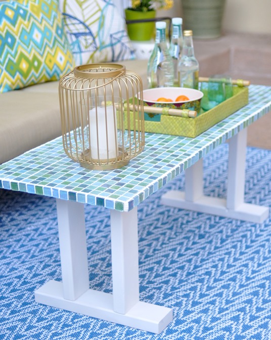 mosaic tile table bench