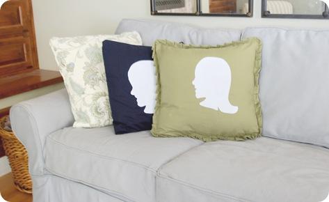silhouette boy and girl pillows