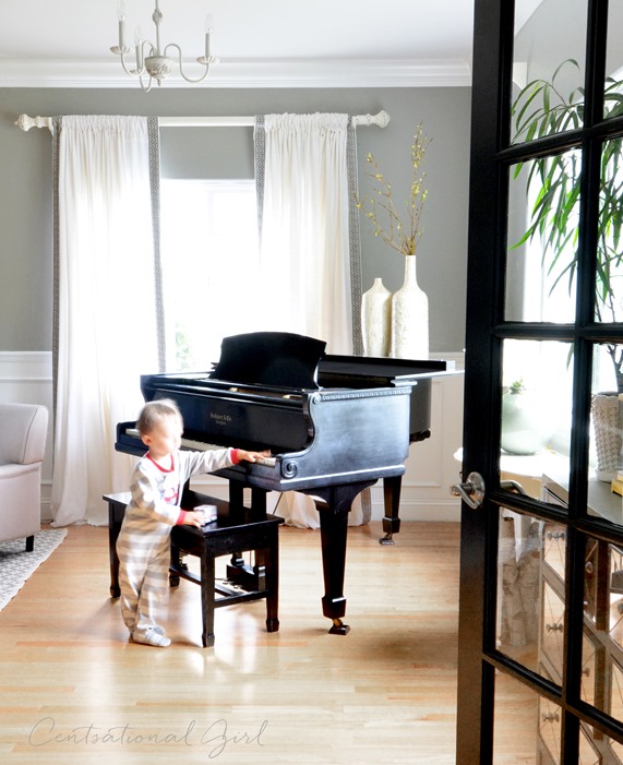 black baby grand piano living room
